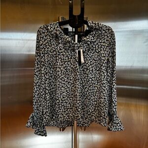 Joan Vass Black and White Patterned Blouse